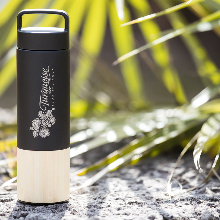 TFY Logo Water Bottle with Bamboo Accent